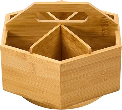 MEEDEN Bamboo Rotating Art Supply Desk Organizer Pen & Pencil Holder for Desk- Desktop Storage for Markers, Colored Pencils, Crayons, Paint Brushes, Office School Classroom