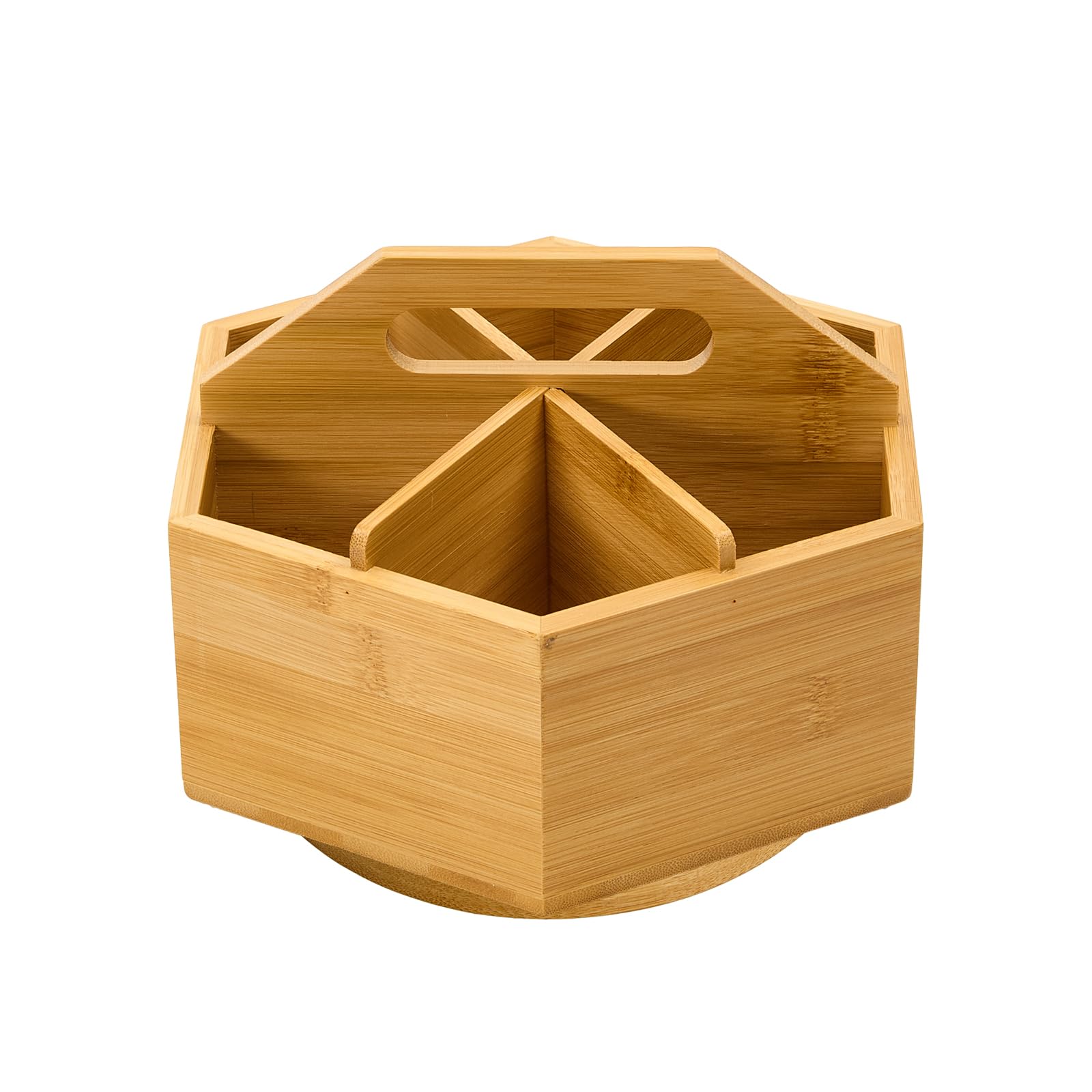 Meeden Multicolored Bamboo Rotating Art Supply Desk Organizer: Pen & Pencil Holder For Desk- Desktop Storage For Markers, Colored Pencils, Crayons, Paint Brushes, Office School Classroom