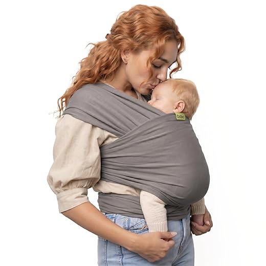 Boba Baby Wrap Carrier Newborn to Toddler - Stretchy Baby Wraps Carrier - Baby Sling - Hands-Free Baby Carrier Wrap - Baby Carrier Sling - Baby Carrier Newborn to Toddler 7-35 lbs (Grey)