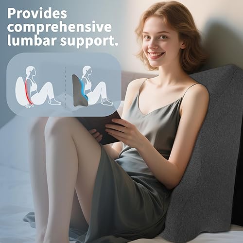 Miniatura 6 de Almohada ergonómica propensa de cuña, almohada de cama multifuncional, almohada de lectura, ideal para descansos de cama, masaje, lectura, soporte