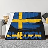Sweden Swede Swedish Flag Throw Blanket - Soft Anti-Pilling Flannel, Lightweight & Warm, All Season Cozy Blanket for Couch Bed Office Travel Gift for Family 40
