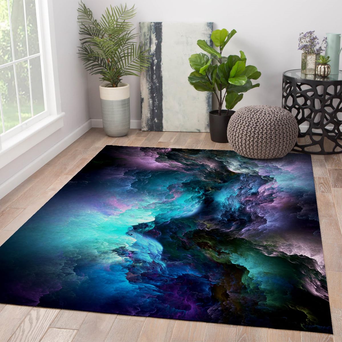 Tapis Anti-Glisse Celestial Aurora 180x210 cm pour Sécuriser le Sol du Salon