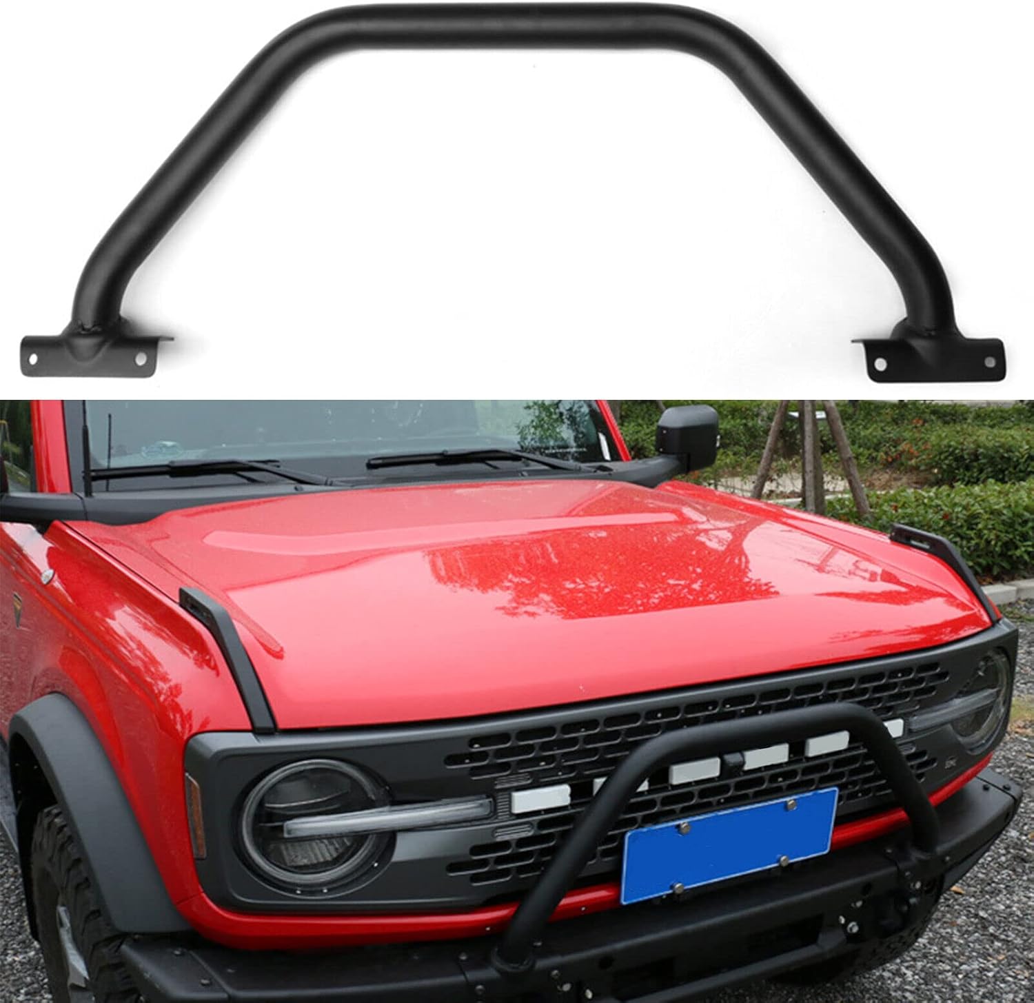 1 Pcs Tungsten Steel Modular Front Bumper Fits for Ford Bronco Safari Bar 2021 2022 2023, Black