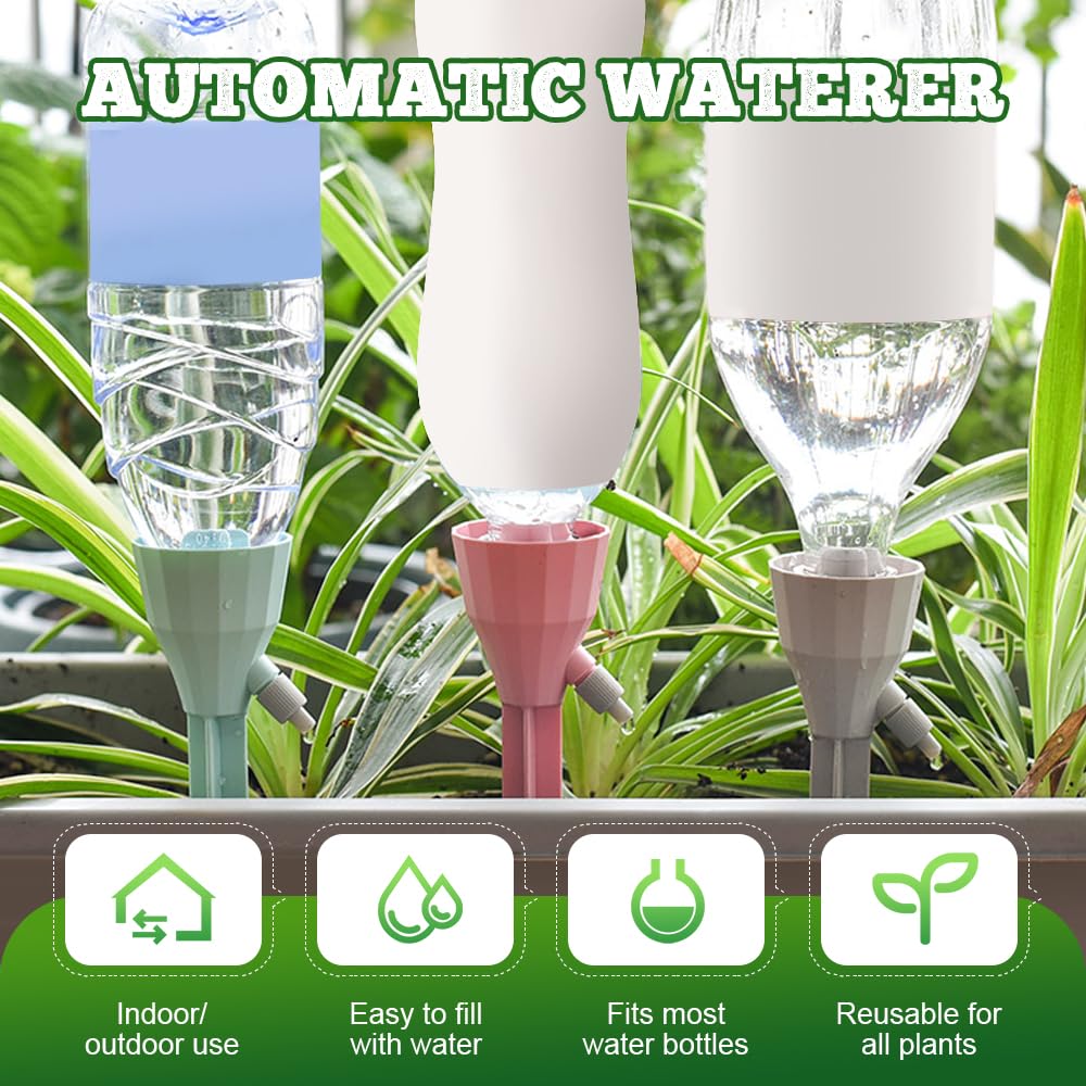 6 PCS Self Watering Spikes for Indoor/Outdoor Plants, Automatic Planter Insert with Adjustable Drip Valve, DIY Vacation Plant Watering Devices, Self-Watering Stakes for Bottles (Blue)