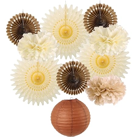 Pompons Papier De Soie Boho 20pcs - Mariage, Baby Shower - Rose Poudré, Or, Ivoire
