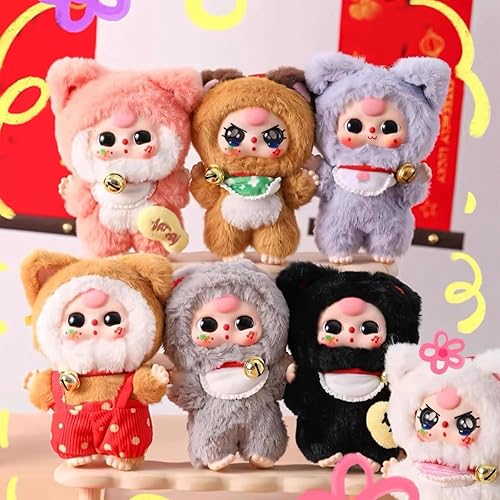 Baby Three Billionaire Lucky Cat Series Box Toys, Cat Theme Mystery Box Plush Doll Stuffed Toys Bag Pendant Charm Birthday Gift, Random 1PC - Cat