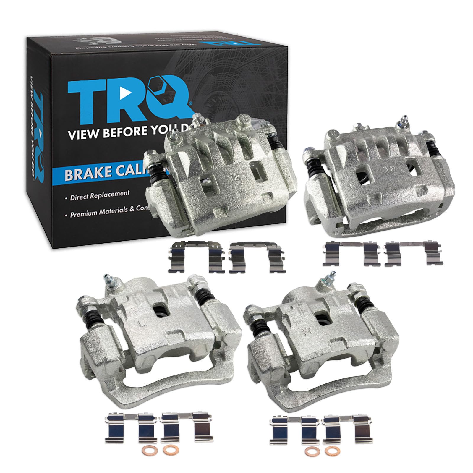 TRQ Front and Rear Brake Caliper Set Zinc Coated Brackets Compatible with 2009-2010 Subaru Forester