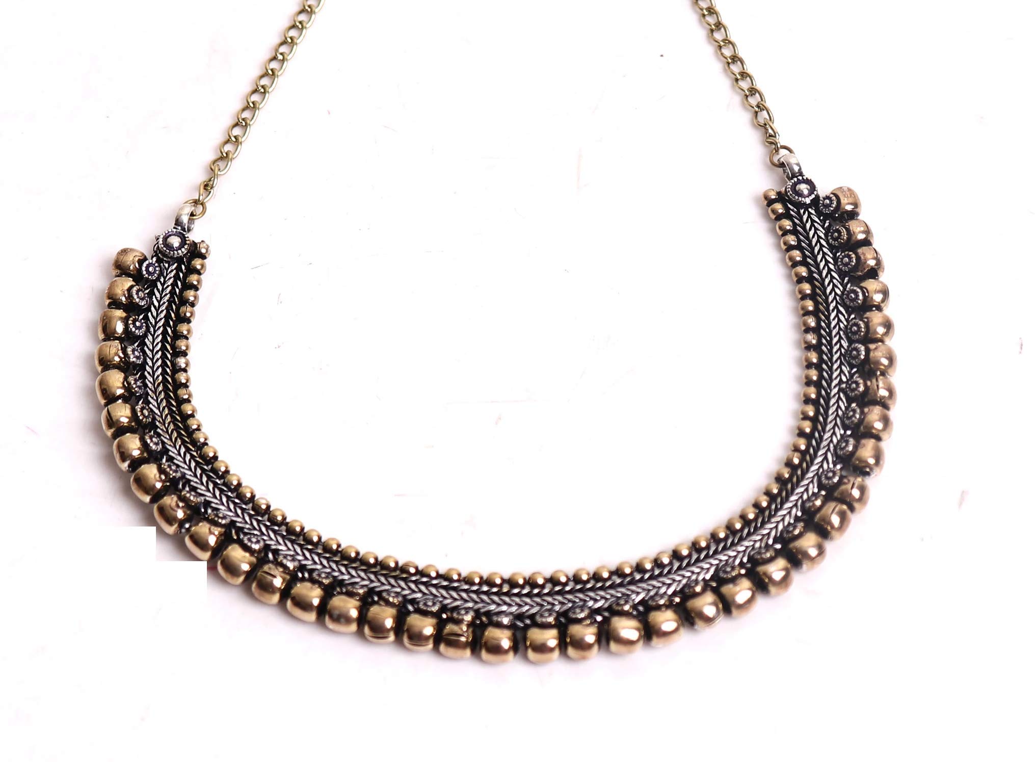 El Regalo Dual Tone Silver Golden Choker Necklace | Double Tone Oxidized Brass Ethnic Choker Necklace for Girls & Women | Choker Necklace (Dual Tone Choker Necklace) (B0878L225L) Amazon Price History, Amazon Price Tracker