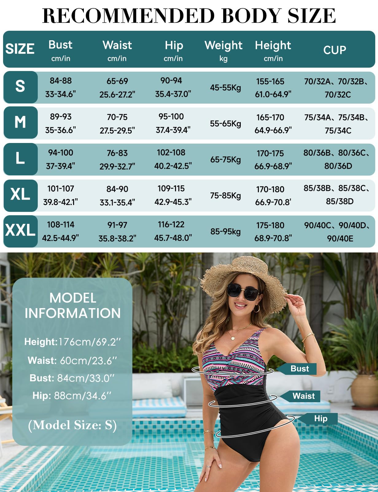 UMIPUBO Jednoczęściowy z dekoltem w serek i fałdami krzyż Kobiety One Piece Swimsuits