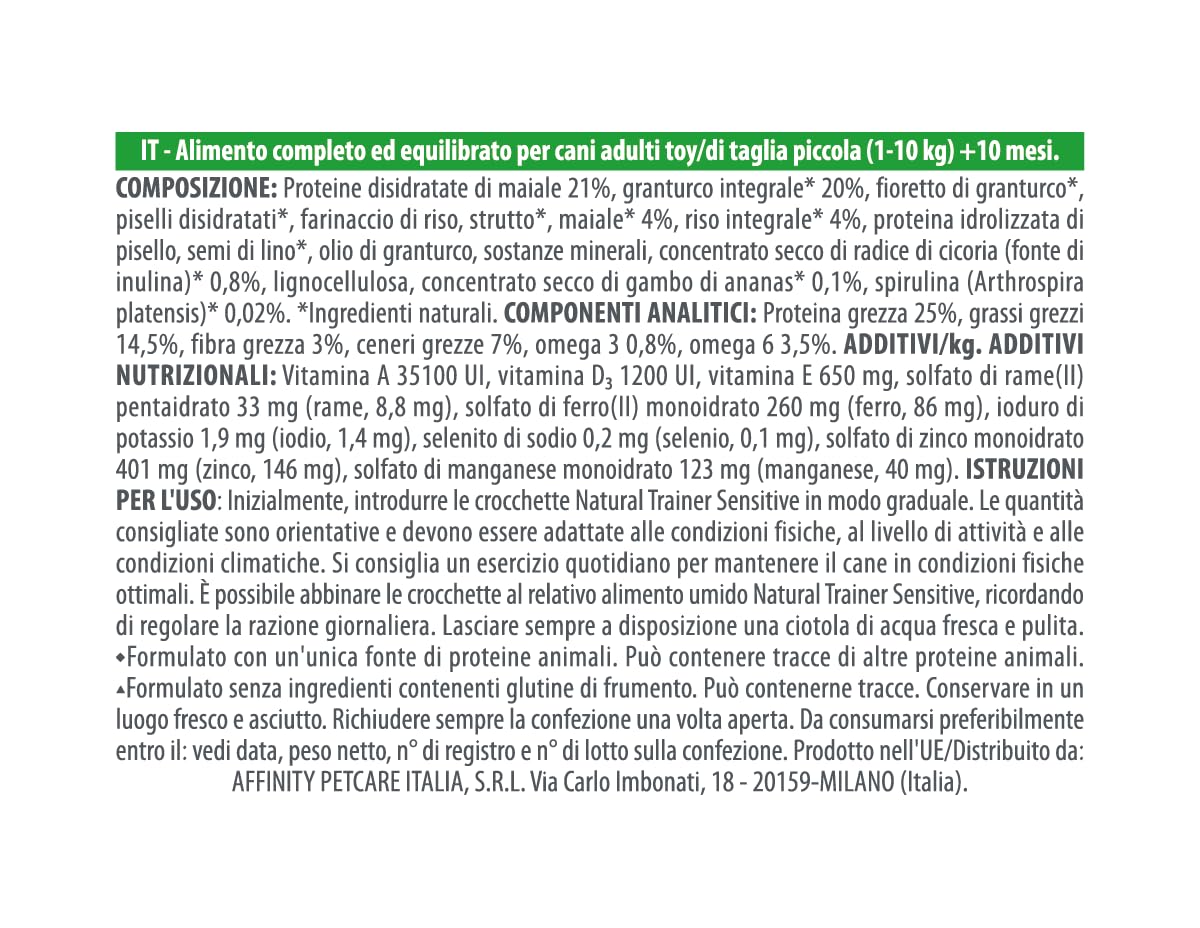 Trainer Sensitive No Gluten - Comida para Perros Adultos Small & Toy con Cerdo, 7 kg
