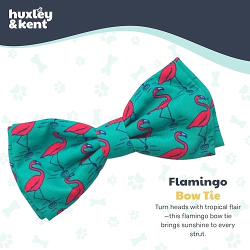 Miniatura 2 de Huxley & Kent Pajarita para mascotas, flamenco (grande)  Accesorio para collar de corbatín para mascotas, divertidos lazos para perros y gatos,