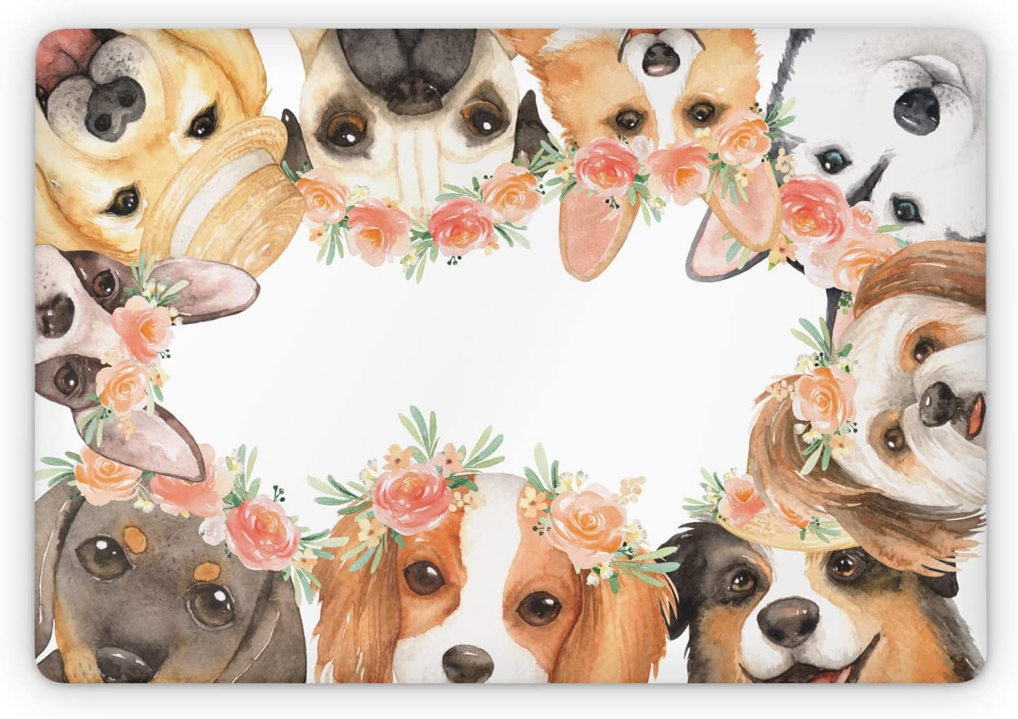 Mertak Vinyl Skin Compatible with MacBook Air 13 M2 M1 2023 2022 Pro 16 inch 15 14 2021 2020 2019 Crown Decal Top Cute Animal Keyboard Floral Breeds Husky Print Pug Trackpad Laptop Dogs Flower