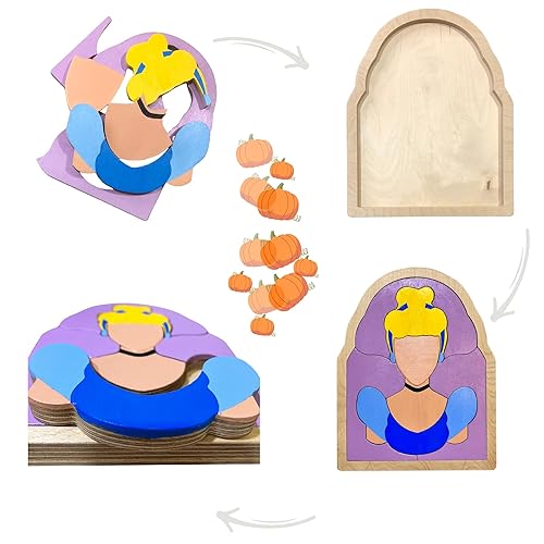Cinderella Wooden Puzzle - Handmade, Safe, and Educational Toy for Kids 3 and Up - Perfect Gift for Imaginative Play and Cognitive Development" (M)