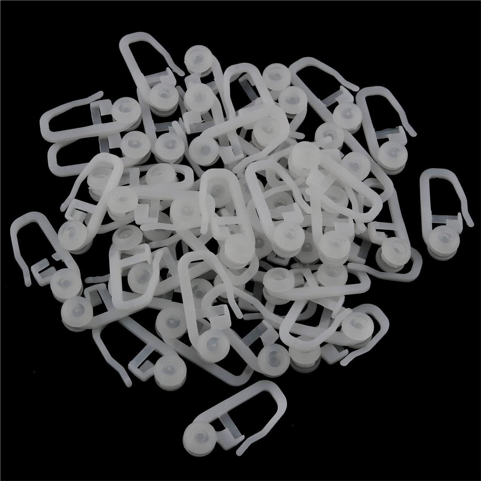50 ganci per tende in plastica bianca