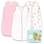 Cute Castle Baby Sleep Sack 18-24 Months - Lightweight 100% Cotton 2-Way Zipper TOG 0.5 Infant Wearable Blanket, Newborn Essentials Toddler Sleep Clothes, 3 Pack(Pink, Moon, Stars)