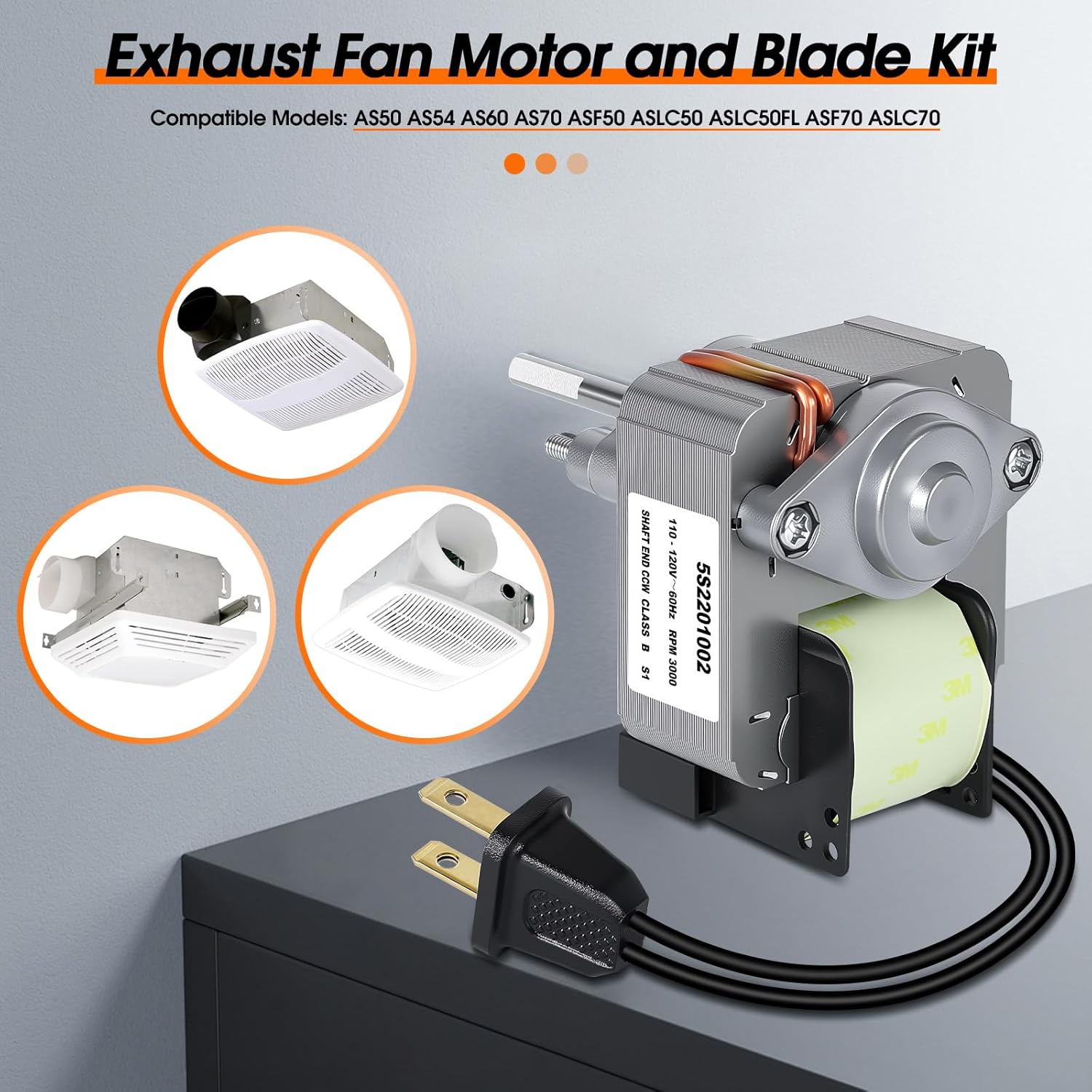 Upgraded Bathroom Exhaust Fan Motor and Blade Kit, 80 CFM High Airflow Quiet Replacement – Compatible with AS50 AS54 AS60 AS70 ASF50 ASLC50 ASLC50FL ASF70 ASLC70