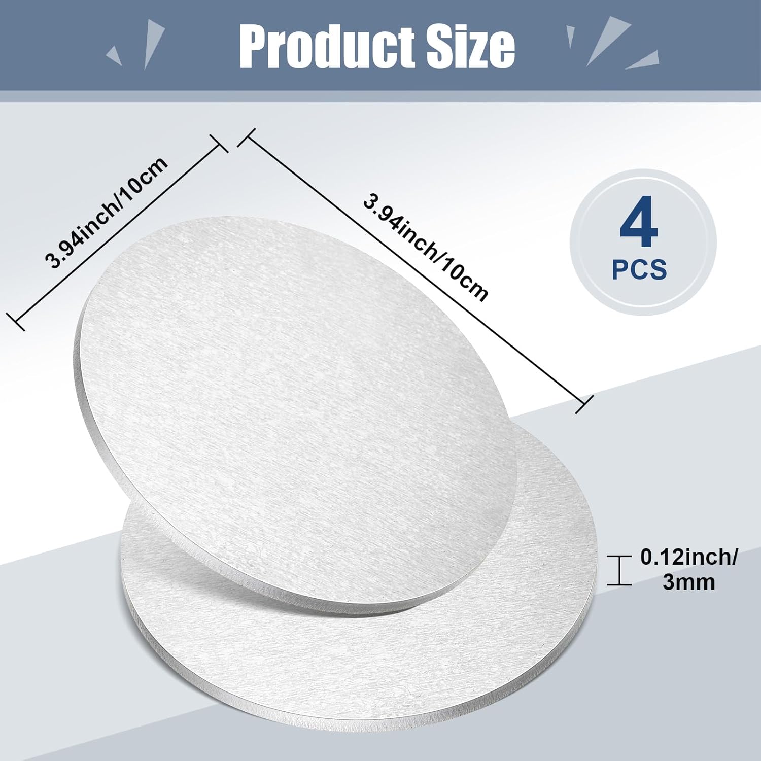 4 Pcs 1/8" X 4" Aluminum Disc Round Aluminum Sheets and Plates, 6061