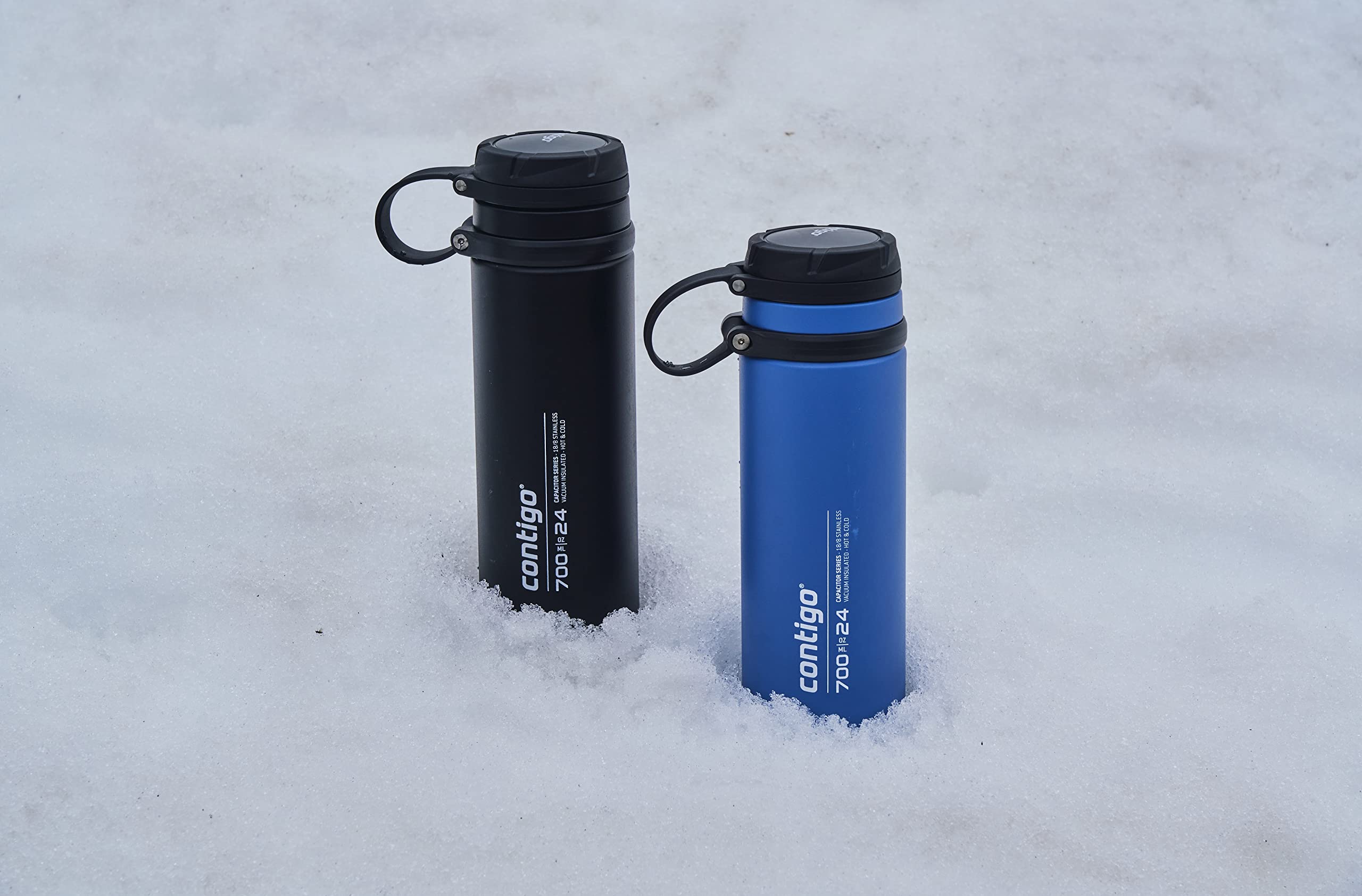 Contigo Fuse Botella de Agua Acero Inoxidable | 100% antiderrame | con tapa de rosca ancha | mantiene las bebidas frías hasta 30 horas | botella aislada premium para exteriores | 700 ml | Bluecorn