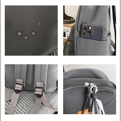 Miniatura 5 de Mochila Kawaii con bonitos accesorios, mochila casual de viaje para hombres, impermeable, ligera, bolsa para laptop, Negro -, Mochila casual