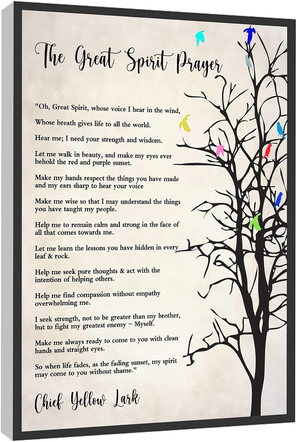 Amazon.com: RCVTVPV The Great Spirit Prayer Wall Art Chief Yellow Lark ...