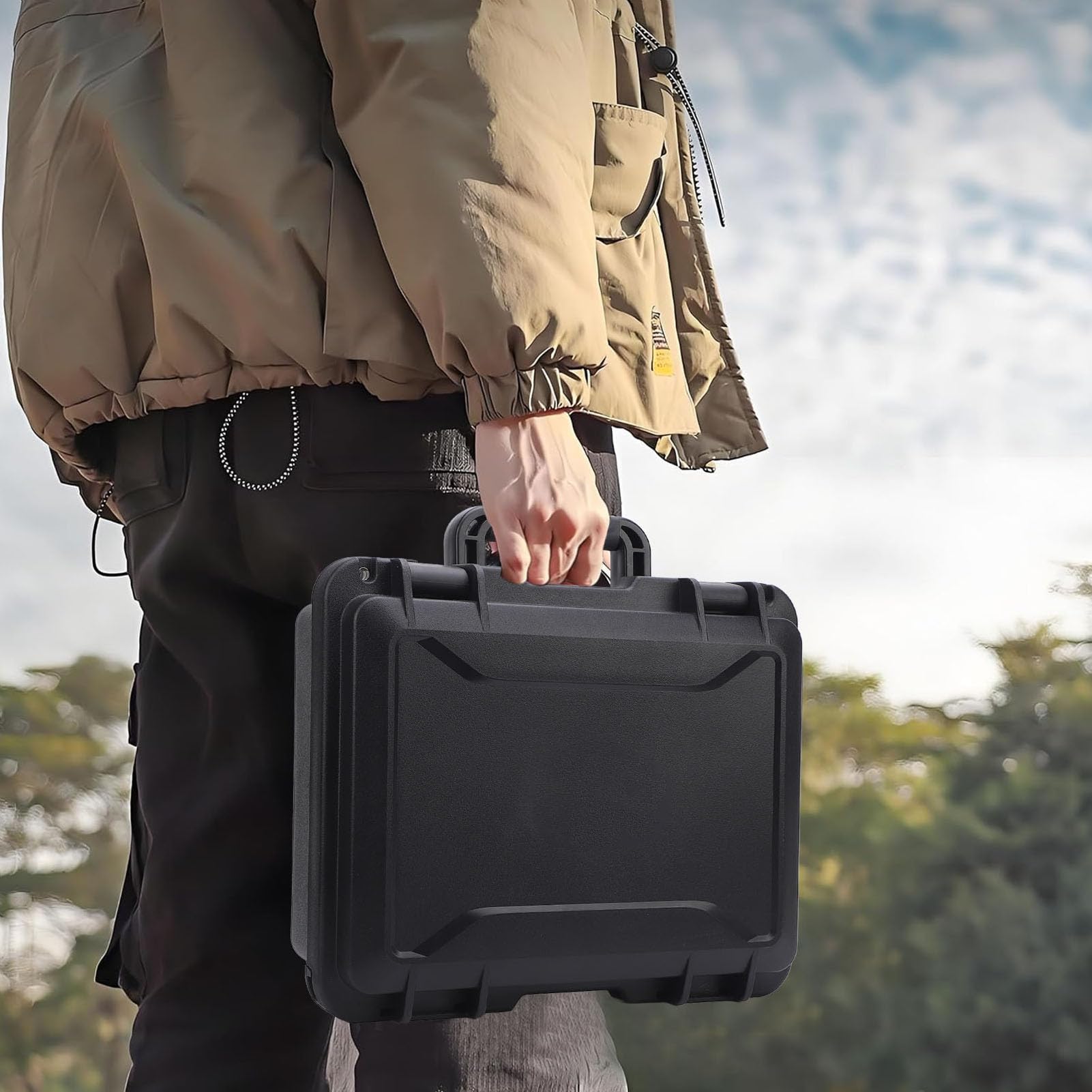 aqxreight Custodia Protettiva da Viaggio con Custodia Rigida Rettangolare con Guscio IP67, Interno in EVA Antiurto e Design con Serratura per Apparecchiature e Accessori dell'antenna