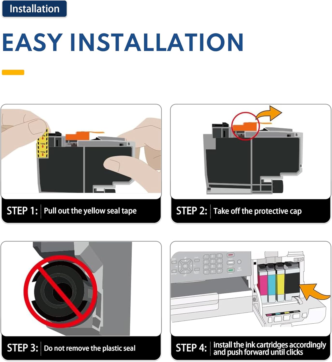 LC103XL LC103 103 Ink Cartridges High Yield Replacement for Brother LC103 XL LC103 LC101 Ink Work with MFC-J870DW MFC-J6920DW MFC-J6520DW MFC-J450DW MFC-J470DW(2 Black, 1 Cyan, 1 Magenta, 1 Yellow)