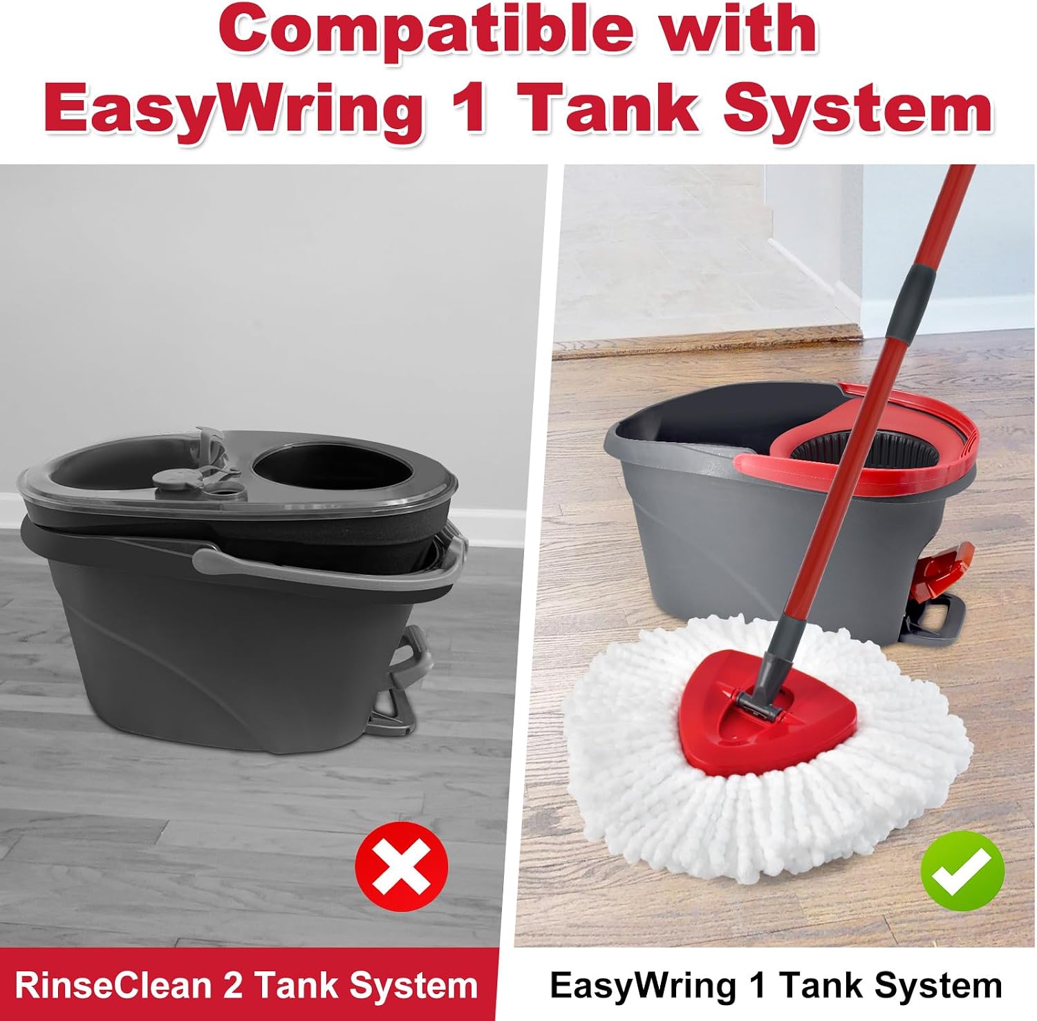Mop Replace Head Mop Handle Brush and Base Set for O-Cedar EasyWring 1 Tank