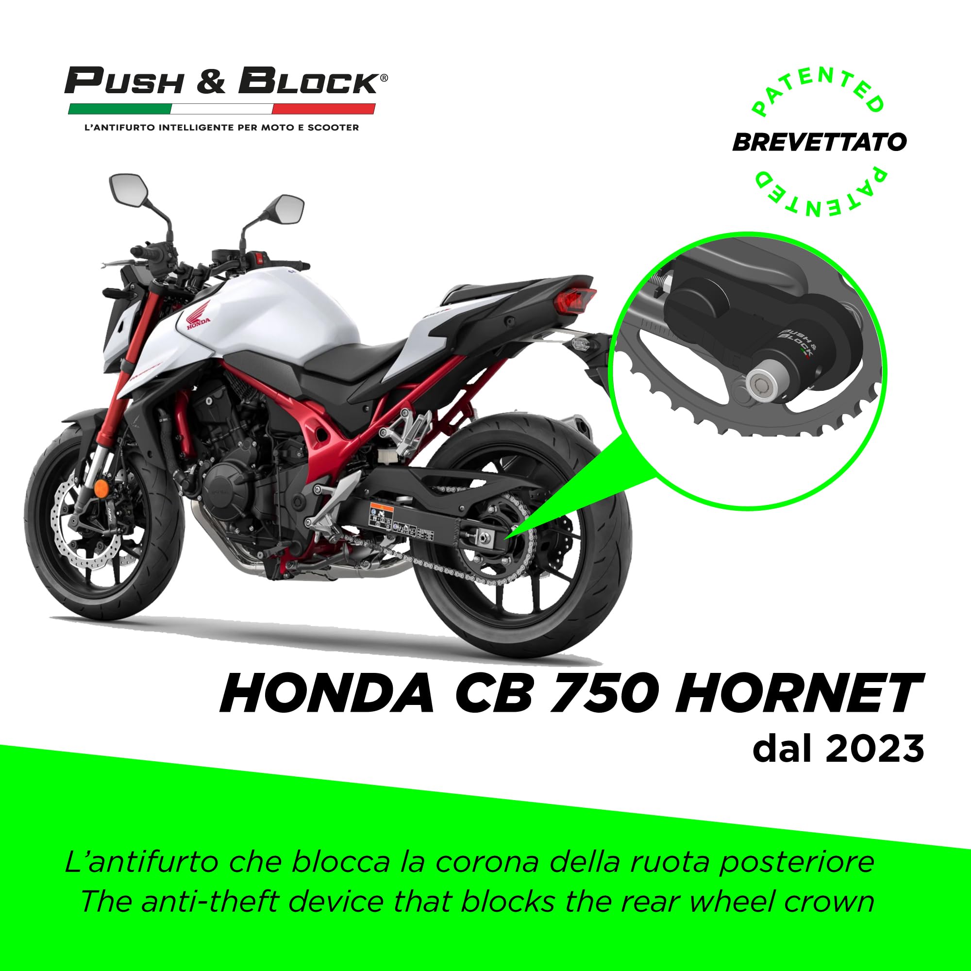 Push& Blcok Antifurto per moto compatibile con Honda Hornet CB 750