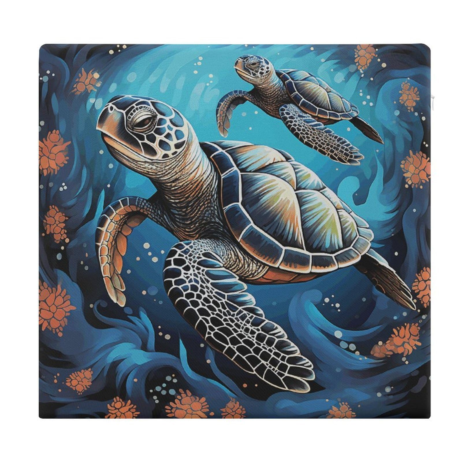 Adfgyerh Style Sea Turtle Boho Cushions Memory Foam For Adults, Seat Cushion Chair Pads Soft, Square Pillows For Dining, Kitchen, Office, Patio Chairs