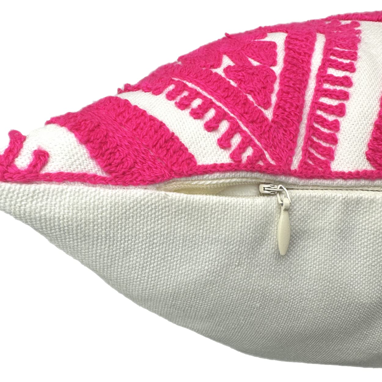 Alysheer Juego de 2 fundas de almohada decorativas bordadas de 18 x 18 pulgadas, estilo bohemio, geométrico, moderno, elegante, clásico, de algodón, para sofá, cama, sala de estar (rosa intenso)