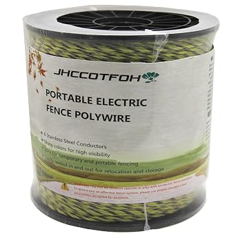 Polywire Electric Fence 500 Meters 1650 Feet 6 Stainless Steel Strands for Excellent Conductivity and Rust Resistance Black and Yellow