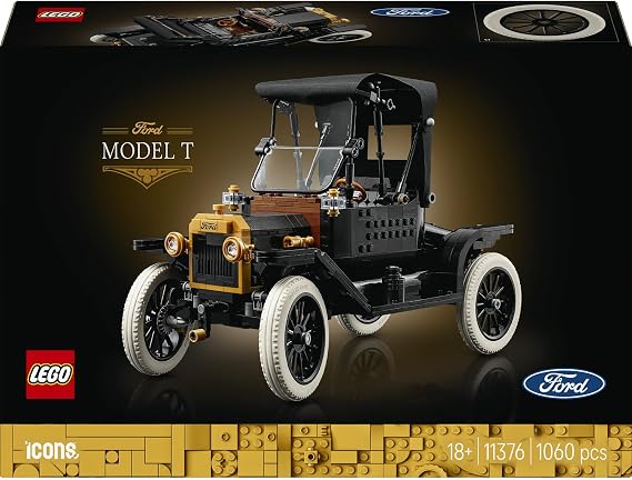 LEGO Icons Ford Model T 11376 - Yetişkinler için Açılan Kumaş Tavan, İki Parçalı Ön Cam ve Tek Yolcu Kapısı İçeren Klasik Yaratıcı Dekoratif Otomobil Modeli Yapım Seti, Hediye Fikri (1060 Parça)