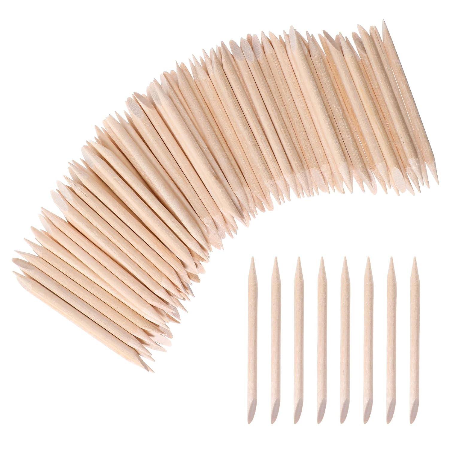 200 PCS Wooden Cuticle Sticks Orange Wood Sticks for Nails, Wooden Nail Stick Multi Functional Cuticle Pusher Nail Art Manicure Pedicure Tools
