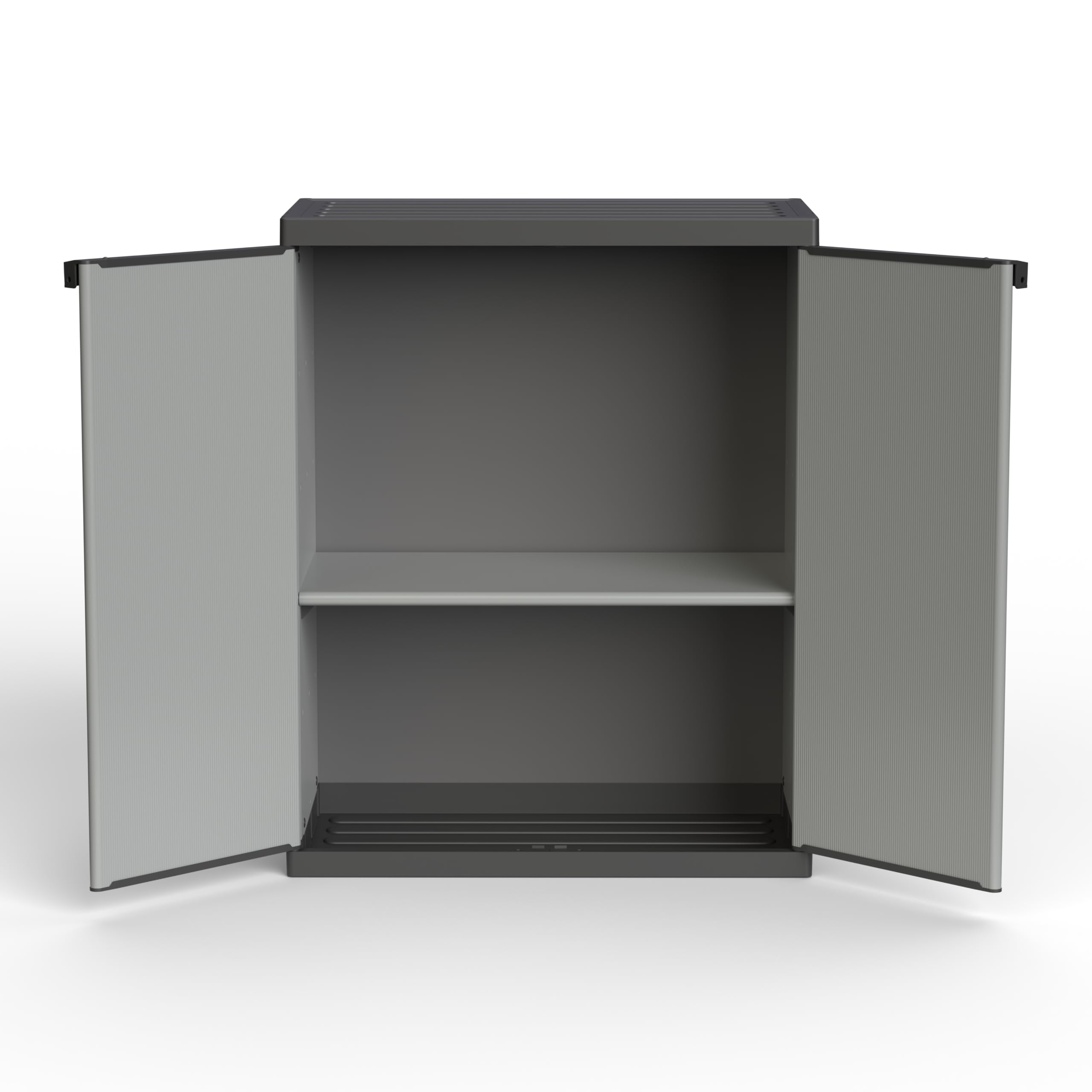 Kreher Mittlerer Kunststoffschrank mit spritzwassergeschützter Deckel- & Bodenplatte - extra stabil, Leichter Aufbau, optimal für den Innen- & Außeneinsatz