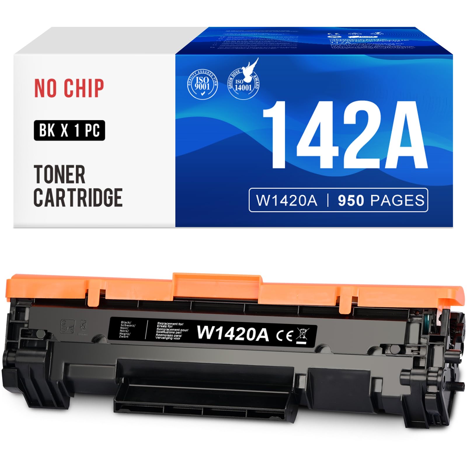 Tóner de Repuesto HP 142A W1420A para LaserJet Pro M110w M110 M110we MFP M140w M140 M140we M139w M139we M139 (1 Negro)