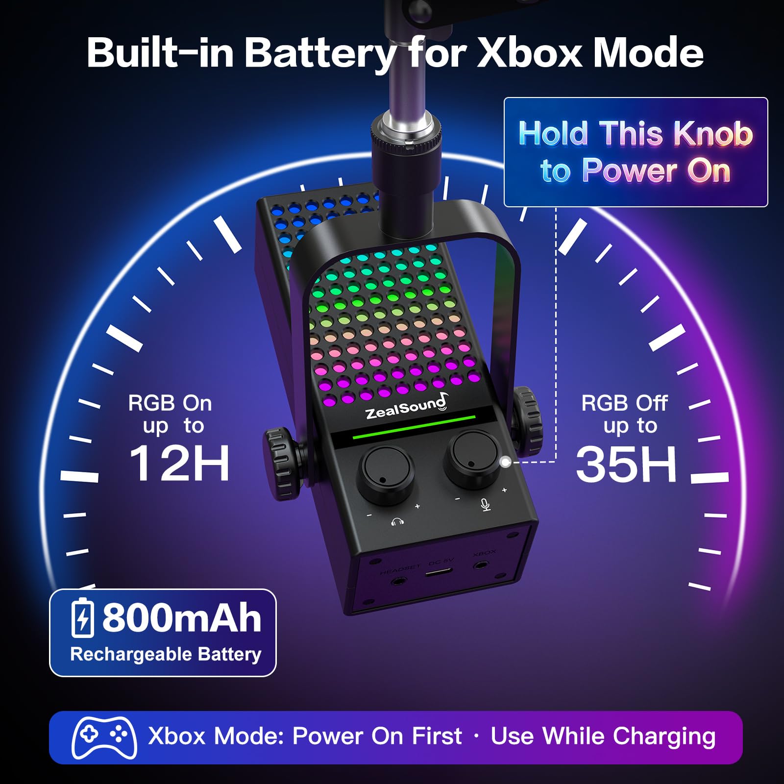 ZealSound Microfono da gioco per Xbox con braccio a braccio, microfono USB per PC, Mac, iPhone e Android, riduzione del rumore, silenziamento con un solo tocco, controllo del guadagno, monitoraggio a