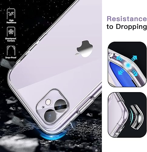 Miniatura 4 de JETech Funda 3 en 1 para iPhone 11 de 6.1 pulgadas, con 2 protectores de pantalla y 2 protectores de lente de cámara, no amarillea, a prueba de