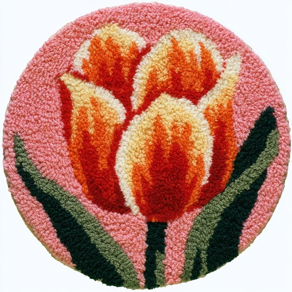 AMBATTERY Latch Hook Rug Kit Latch Hook Kits for Beginners,Tulip Flowers