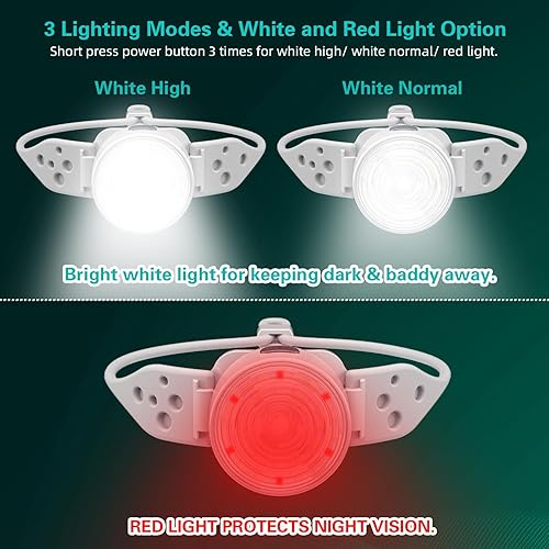 Miniatura 4 de SEVENKA Linterna frontal recargable con luz roja, faros de camping al aire libre con diadema de silicona ajustable, linterna ligera de 2 onzas,