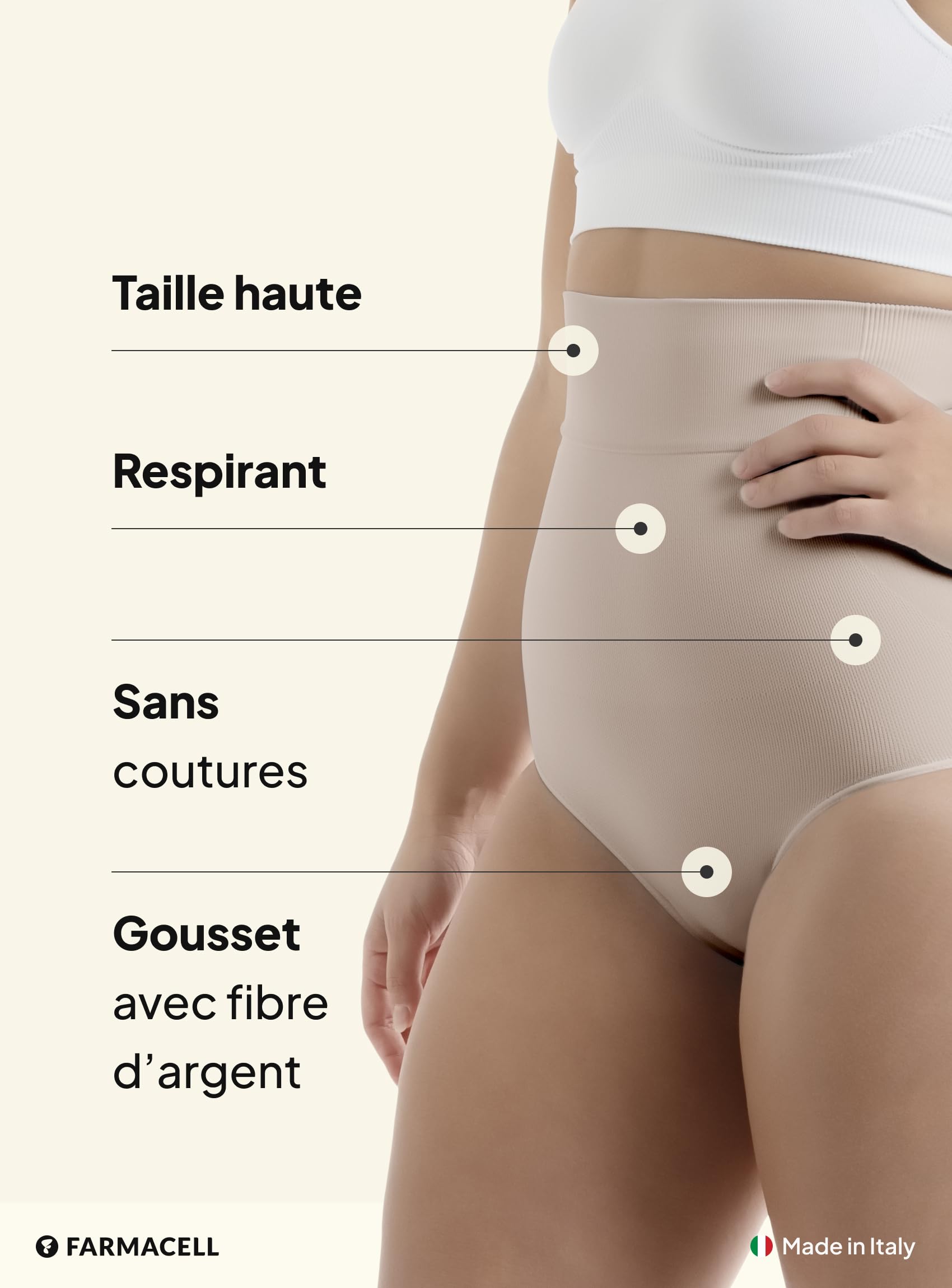 Farmacell Culotte Gainante Femme Taille Haute Effet Ventre Plat et Push-Up, Made in Italy, 601