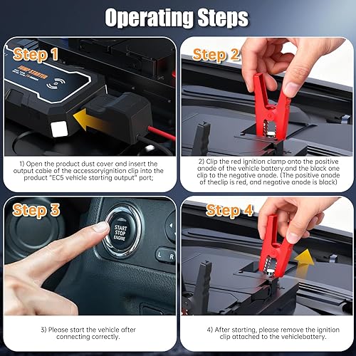 Miniatura 5 de CROS Arrancador de coche de 3500 A, paquete de refuerzo de batería de 24000 mAh con cargador inalámbrico, caja de salto portátil de 12 V para