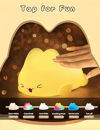 Miniatura 3 de L LOHAS LED Luces nocturnas para niños, lámpara de conejo, lindas luces nocturnas para niños, decoración de escritorio de silicona Kawaii, lámparas