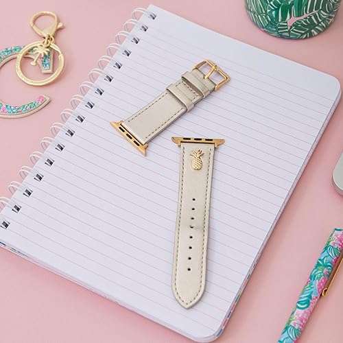 Miniatura 5 de Lilly Pulitzer Correa de reloj de cuero genuino tamaño para adaptarse a relojes inteligentes de 1.654 in, 1.732 in y 1.772 in, compatible con Apple
