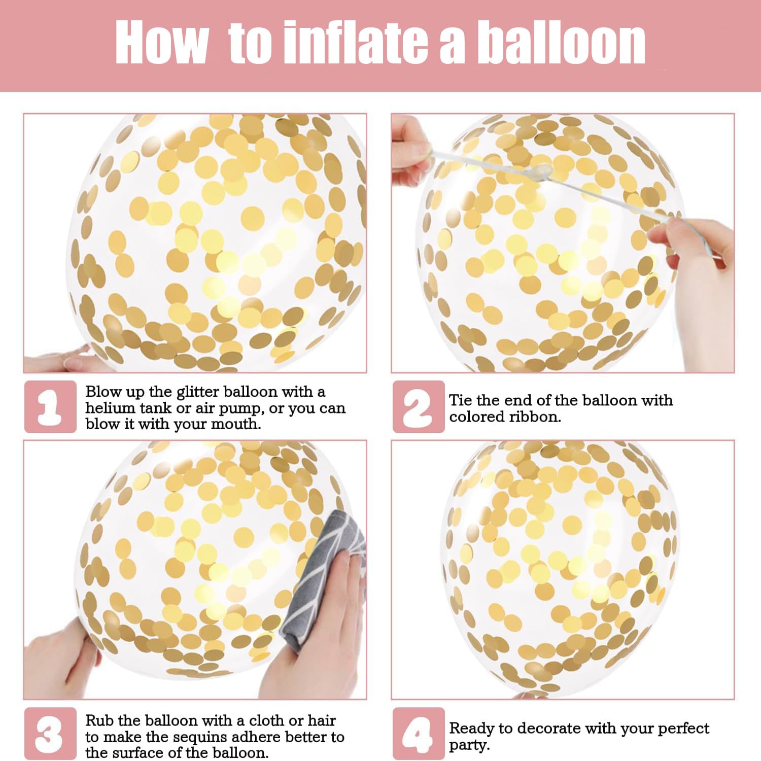 Luftballons Rosa 100 Stück, 30cm Rosa Luftballon Geburtstag für Deko Geburtstag Ballons,Deko Hochzeit,Party Deko (Rosa) - 3