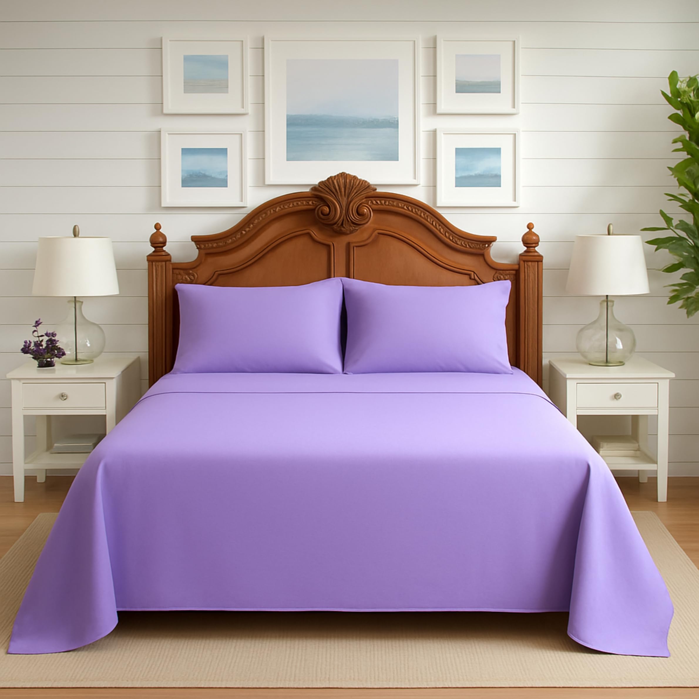 Premium Polycotton Easy Care Flat Sheet – Soft, Durable & Breathable Bed Sheets for Everyday Comfort (Lilac, Single (178cm x 254cm))