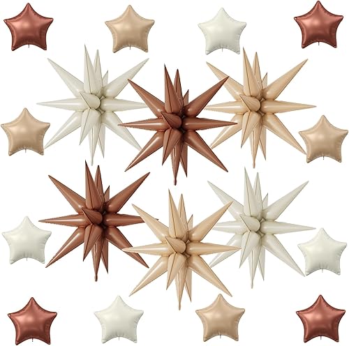 Miniatura 31 de 18 globos de estrella rojos, verdes y dorados, globos de aluminio de estrellas de Navidad con 6 globos de estrella en explosión de 22 pulgadas, 12