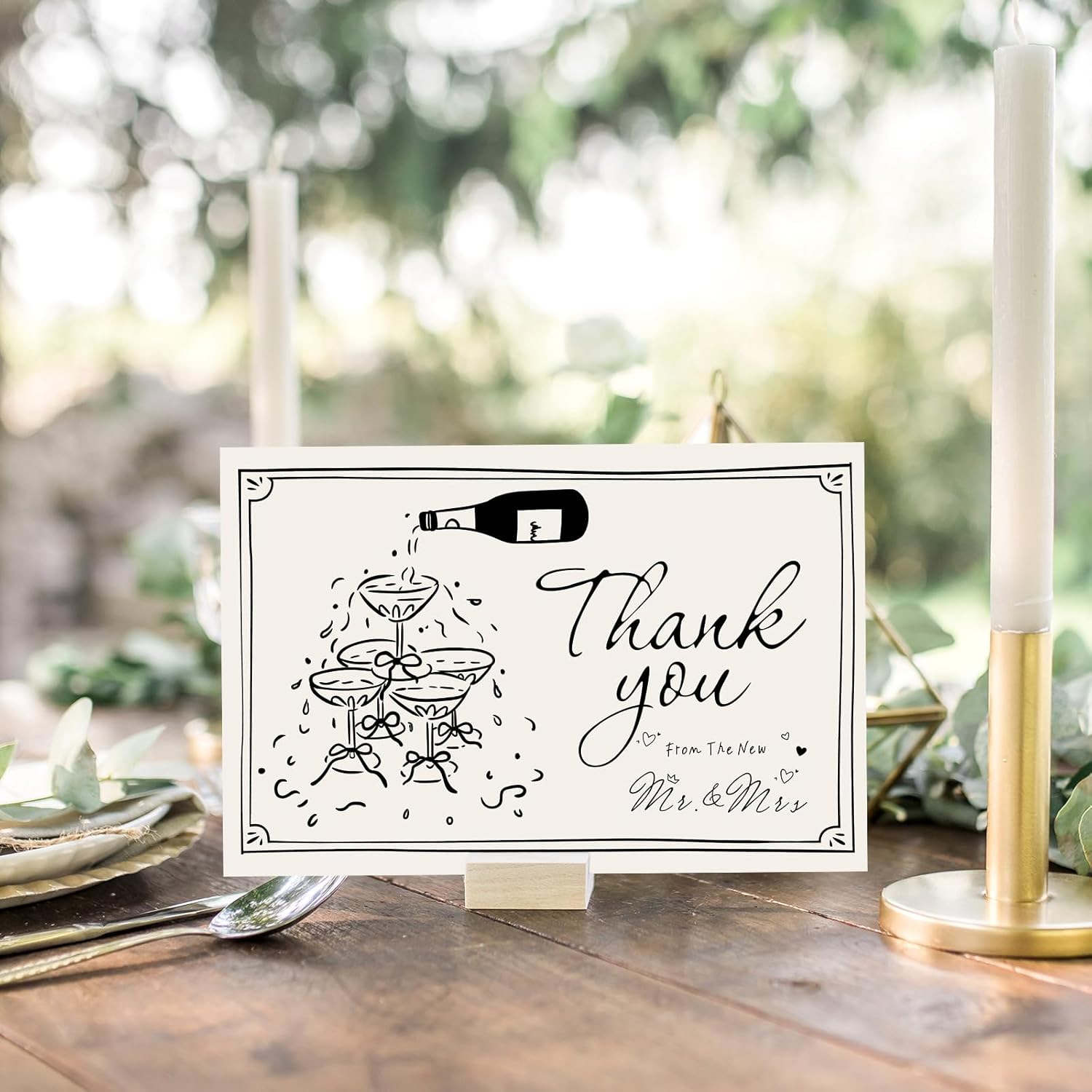 Whaline 24 Pack Wedding Thank You Cards Greeting Card From the New Mr & Mrs Black Champagne Blank Note Cards with Envelope Sticker for Bridal Shower - Image 6