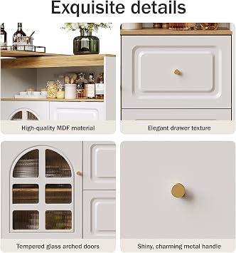 Extendable Bar Tables, Kitchen Island with Breakfast Bar, Rotating Sideboard with Storage Compartment, Dining Table with 2 Drawers and Snack Shelf for Living &Dining Room, White