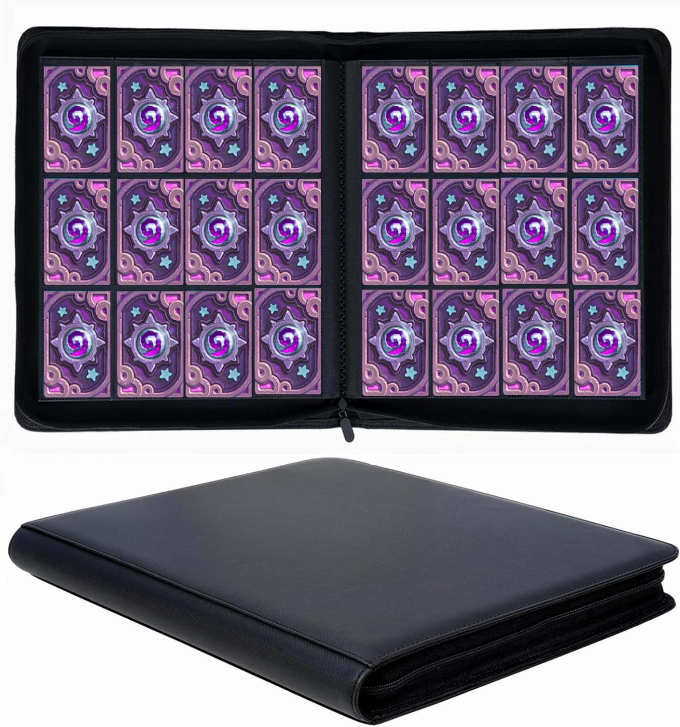 12 Pocket 720 Pockets Trading Card Binder, Ringless Side Loading Card Holder Album, Trading Card Album Fit for YuGiOh, MTG, TCG, Game Cards, Sports Cards, Business Cards (Black)