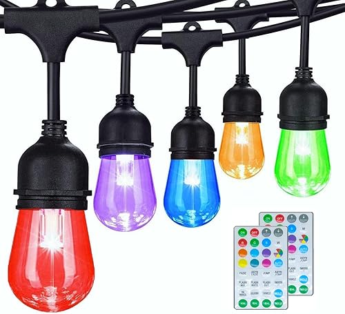 Miniatura 9 de Cadena de luces LED de grado comercial de 48 pies para exteriores con control remoto, inastillables, impermeables, cambiantes de color, luces de
